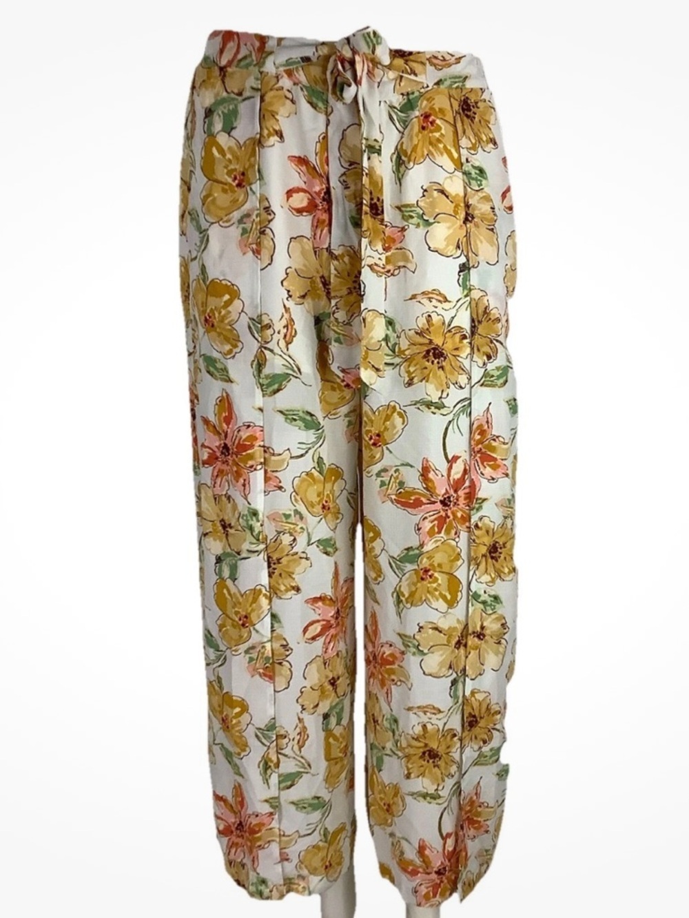 NWT Lulu's Sz M Wide Split Leg Tropical Light Travel Beach Vacation Pants